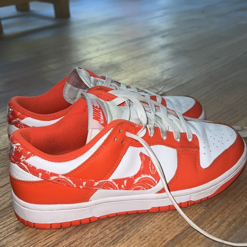 Orange Nike low dunks